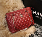 2015 Chanel Sheepskin Leather Shoulder Bag A68038 Burgundy A68038