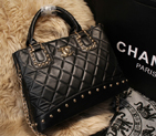 2015 Chanel Sheepskin Leather Tote Bag A68056 Black A68056