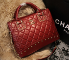 2015 Chanel Sheepskin Leather Tote Bag A68056 Burgundy A68056