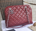 2015 Chanel Shopper Bag Sheepskin Leather A6853 Burgundy A6853