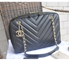 2015 Chanel Shopper Bag Sheepskin Leather A90688 Black A90688