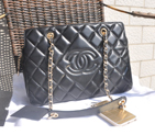 2015 Chanel Shopper Bag Sheepskin Leather A94308 Black A94308