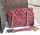 2015 Chanel Shopper Bag Sheepskin Leather A94308 Burgundy A94308