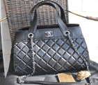 2015 Chanel Shopper Tote Bags Sheepskin Leather A68016 Black A68016