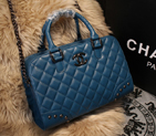 2015 Chanel Shoulder Bag Sheepskin Leather A68055 Medium Blue A68055