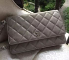 2015 Chanel WOC mini Flap Bag Grey Original Caviar leather A33808 A33808