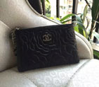 2015 Chanel coin purse Original Leather A31514 Black with Silver A31514