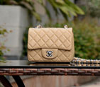 2015 Chanel mini Classic Flap Bag Apricot Sheepskin leather A37585 Silver A37585