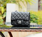 2015 Chanel mini Classic Flap Bag Black Sheepskin leather A37585 Silver A37585