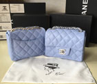 2015 Chanel mini Classic Flap Bag Lavender Original Sheekskin leather A1115 Silver A1115