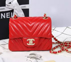 2015 Chanel mini Classic Flap Bag Red Original Sheekskin leather A1115 Gold A1115