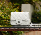 2015 Chanel mini Classic Flap Bag White Sheepskin leather A37585 Silver A37585