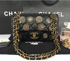 2015 Chanel mini Opper Coin Bag Calfskin Leather A92675 Black A92675
