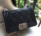 2015 LE Boy Chanel Flap Shoulder Bag Original Leather A67063 Black with Antique Silver hardware A67063