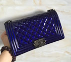 2015 LE Boy Chanel Flap Shoulder Bag Original Patent leather A67086 Blue A67086