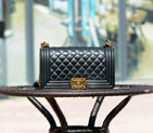 2015 LE Boy Chanel Flap Shoulder Bag Original Sheepskin Leather A67086 Black with Bronze handware A67086