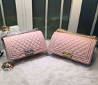 2015 LE Boy Chanel Flap Shoulder Bag Original Sheepskin Leather A67086 Cherry pink A67086