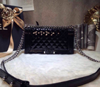 2015 LEY Boy Chanel A67086 Flap Shoulder Bag Original Patent Leather Black A67086