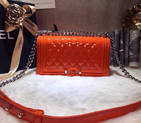 2015 LEY Boy Chanel A67086 Flap Shoulder Bag Original Patent Leather Orange A67086