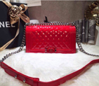 2015 LEY Boy Chanel A67086 Flap Shoulder Bag Original Patent Leather Rose A67086