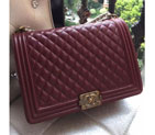 2015 Le Boy Chanel Flap Shoulder Bag Original Sheepskin A67087 Claret in Gold A67087