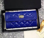 2015 Le boy Chanel Matelasse Bi-Fold Wallet Original Leather A50096 Blue A50096
