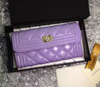 2015 Le boy Chanel Matelasse Bi-Fold Wallet Original Leather A50096 Lavender A50096