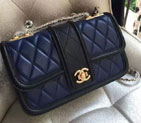 2015 New Chanel Flap Bag Original Calfskin Leather A90670 Black&Blue A90670