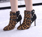 2015 Valentino women Leopard horsehair boots