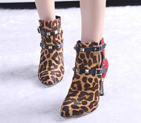 2015 Valentino women Leopard horsehair boots