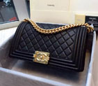 2016 Boy Chanel Flap Shoulder Bag Original Deer Leather A67086 Black with Matt Gold A67086