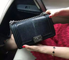 2016 Boy Chanel Flap Shoulder Bag Original Pearl Leather A67086 Black with Ancient Silver A67086