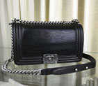 2016 Boy Chanel Flap Shoulder Bag Original lizard Leather A67086 Black with Ancient Silver A67086
