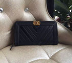 2016 Boy Chanel Matelasse Original leather Zippy Wallet A80288 Black A80288