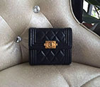 2016 Boy Chanel Matelasse Tri-Fold Wallet Original Calfskin Leather A92115 Black A92115