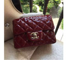 2016 Chanel 1115 mini Classic Flap Bag Original Patent Leather Claret with Silver 1115