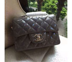 2016 Chanel 1115 mini Classic Flap Bag Original Patent Leather Gray with Silver 1115