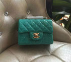 2016 Chanel 1115 mini Classic Flap Bag Original Patent Leather Green with Gold 1115