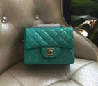 2016 Chanel 1115 mini Classic Flap Bag Original Patent Leather Green with Silver 1115