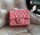 2016 Chanel 1115 mini Classic Flap Bag Original Patent Leather Pink with Gold Hardware 1115