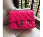 2016 Chanel 1115 mini Classic Flap Bag Original Patent Leather Rose with Silver 1115