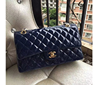 2016 Chanel 2.55 Series Flap Bag Original Patent Leather 1112 Blue with Gold hardware 1112