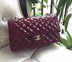 2016 Chanel 2.55 Series Flap Bag Original Patent Leather 1112 Claret with Silver hardware 1112