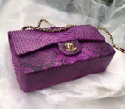2016 Chanel 2.55 Series Flap Bag Real Python Leather 1112 Purple with Gold 1112