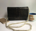 2016 Chanel A33814 Black Snake stripe leather mini Flap Bag A33814