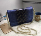 2016 Chanel A33814 Blue Snake stripe leather mini Flap Bag A33814