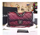 2016 Chanel A68320 Flap Shoulder Bag Original Deer Leather Claret with black edges A68320