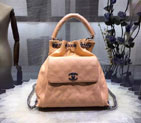 2016 Chanel A93881 Calfskin Leather Drawstring Bag With Handle Apricot A93881