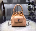 2016 Chanel A93882 Calfskin Leather Drawstring Bag With Handle Apricot A93882