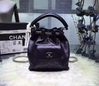 2016 Chanel A93882 Calfskin Leather Drawstring Bag With Handle Black A93882